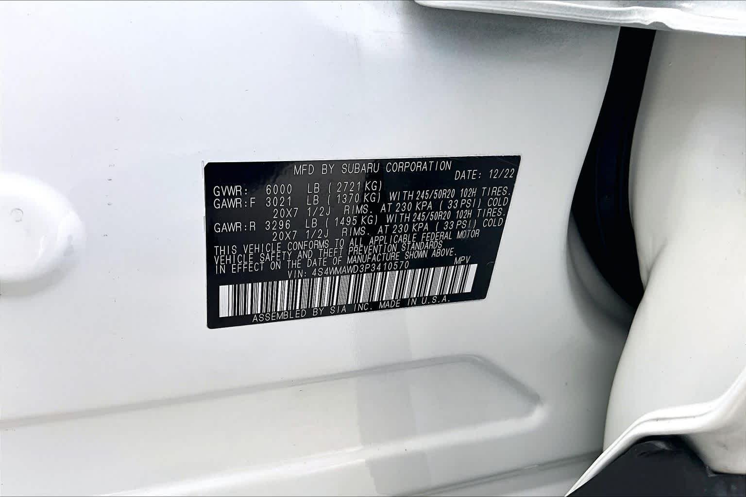 Used 2023 Crystal White Pearl Subaru Touring image 65