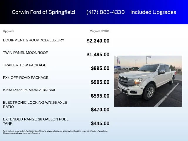 Used 2019 White Platinum Clearcoat Metallic Ford Platinum image 6