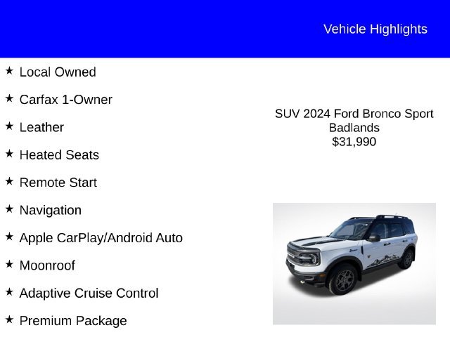 Used 2024 White Ford Badlands image 2