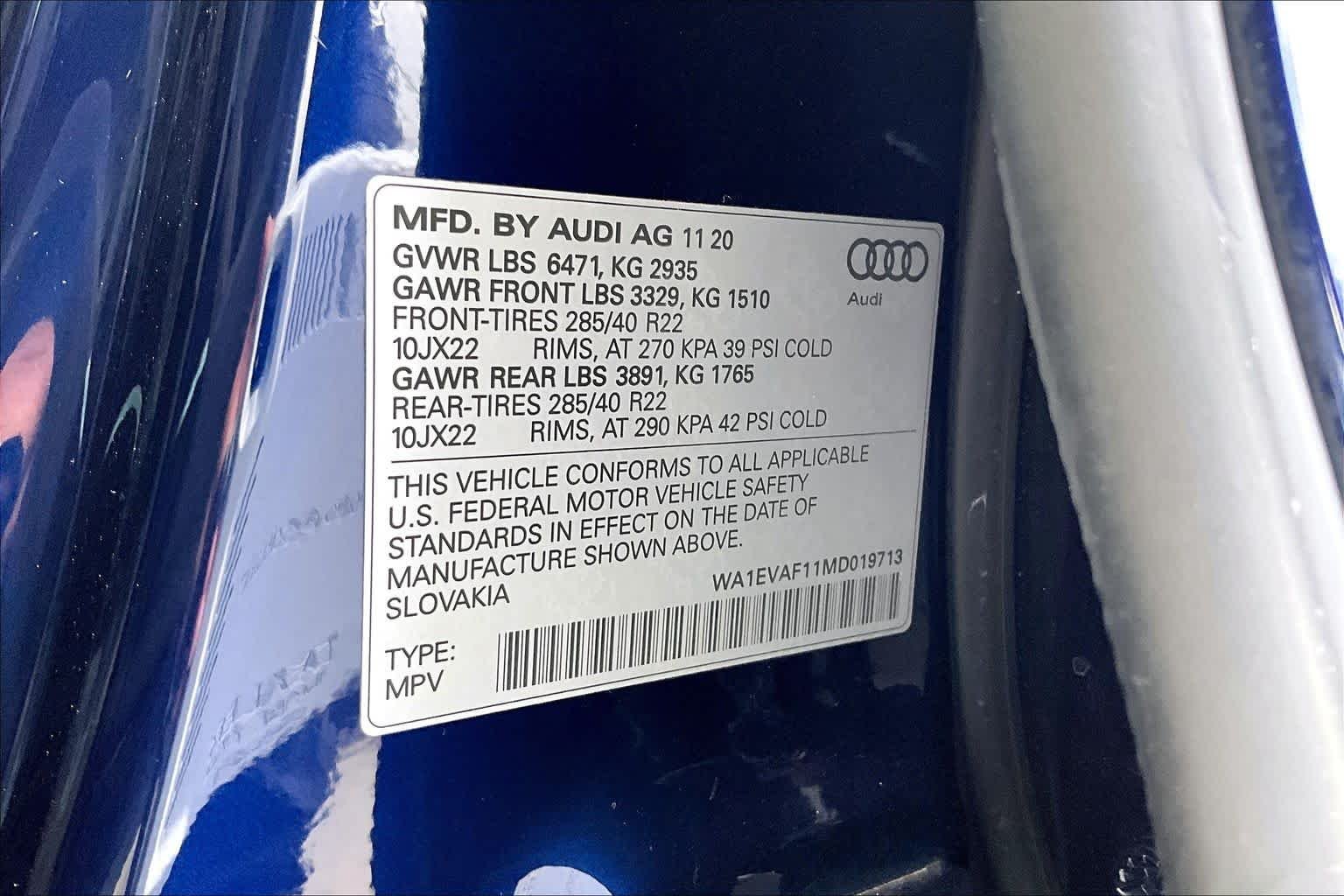 Used 2021 Navarra Blue Metallic Audi Premium Plus image 29