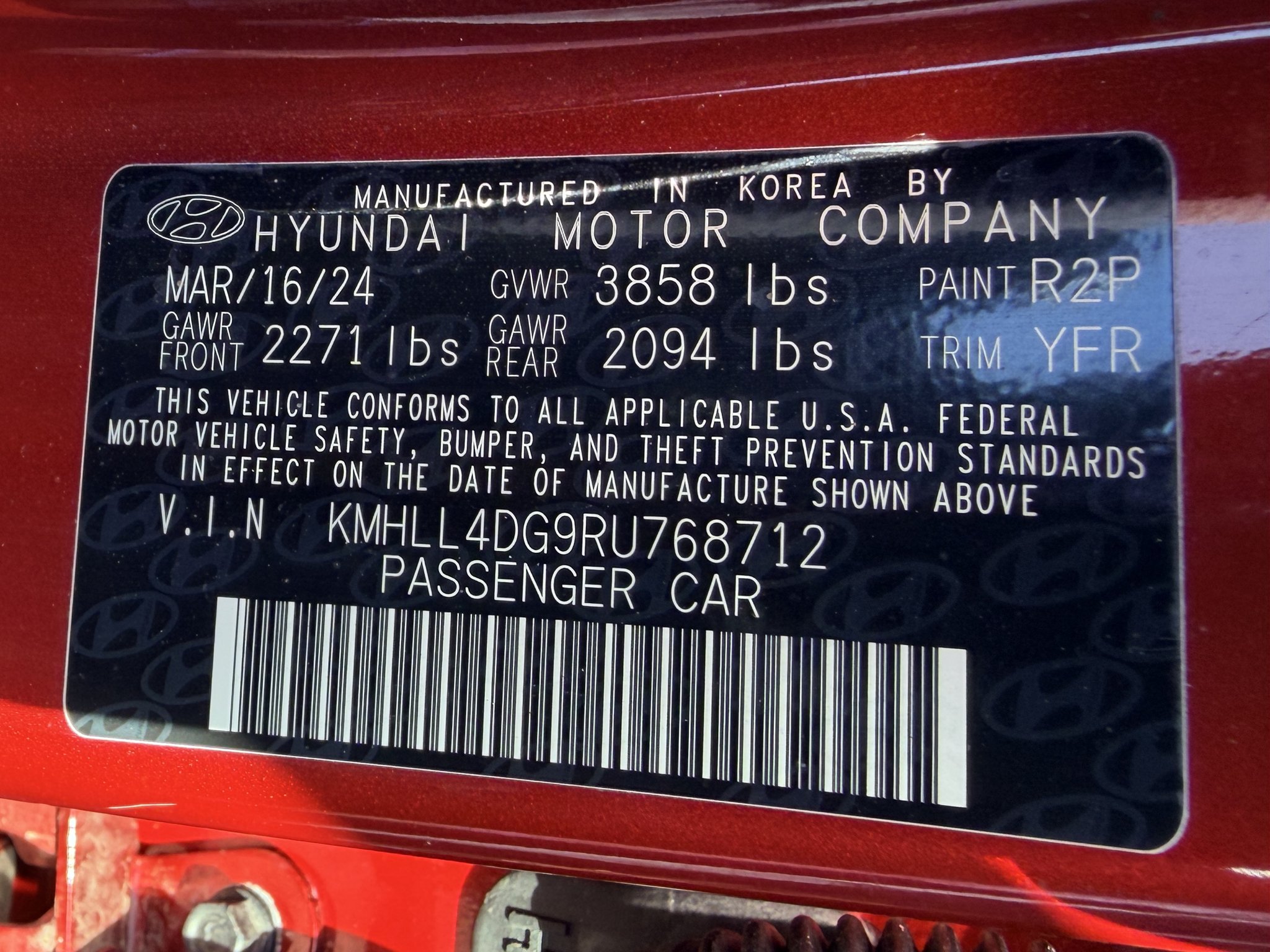 Certified Used 2024 Ultimate Red Hyundai SE image 14