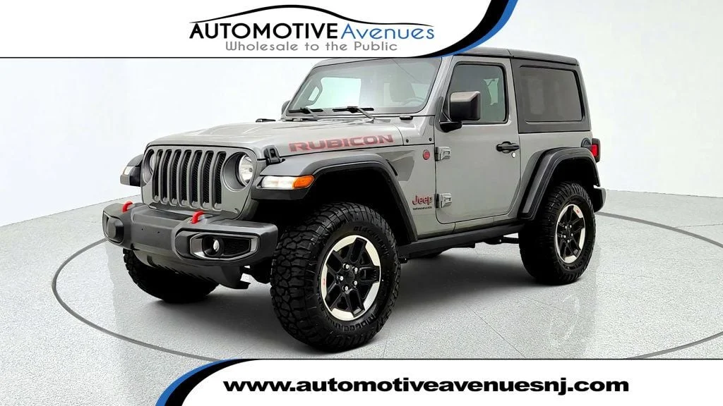 Used 2022 Sting-Gray Clearcoat Jeep Rubicon 4x4 w/ 8-Speed Auto & Black Wheels image 1