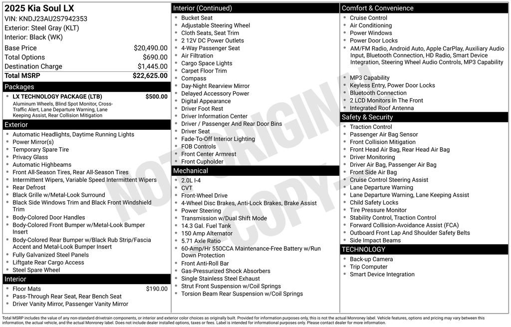 Used 2025 Gray Kia LX image 2