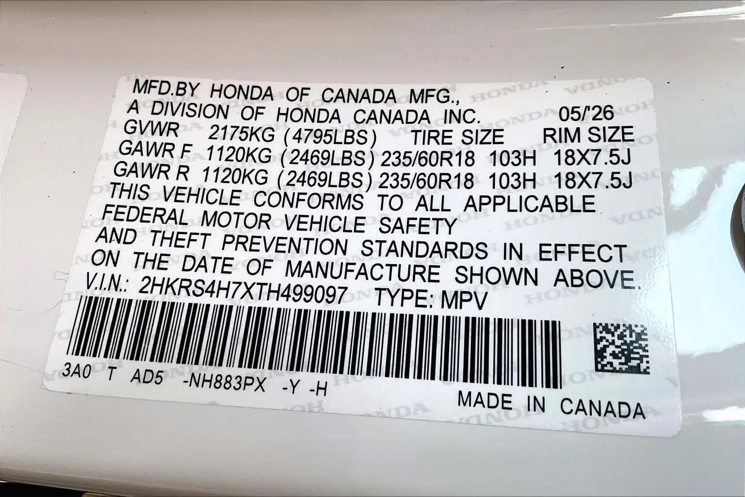 New 2026 Platinum White Pearl Honda EX-L image 19