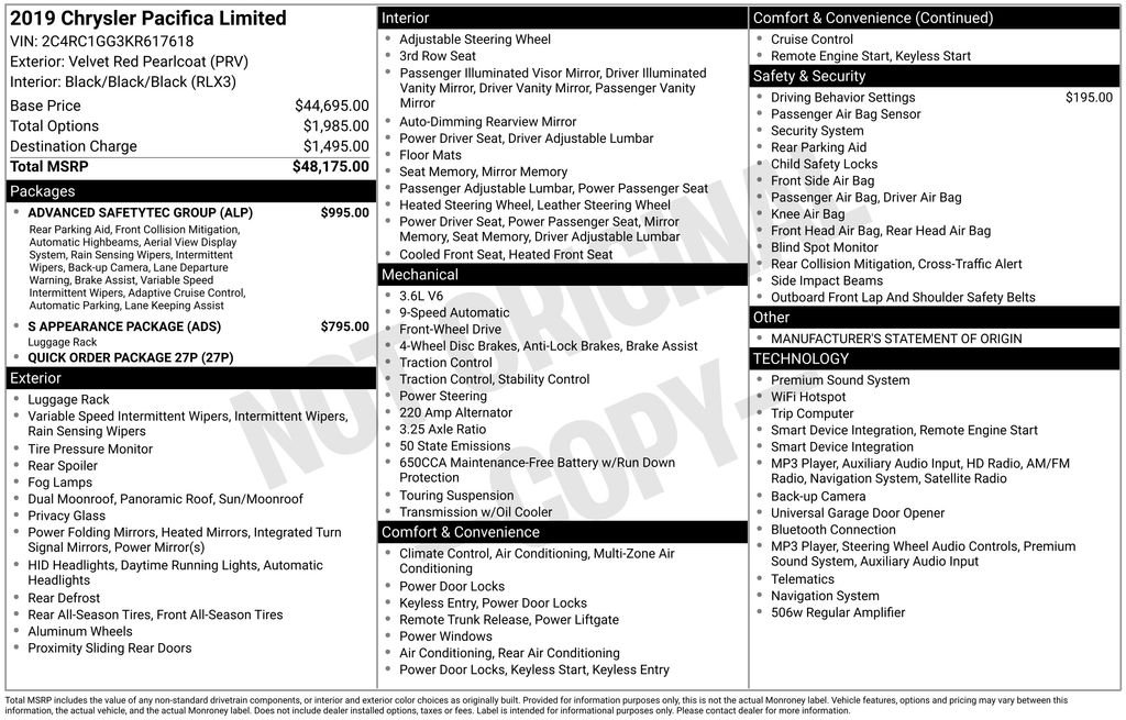 Used 2019 Red Chrysler Limited image 4