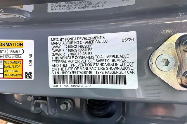 New 2026 Urban Gray Pearl Honda EX-L Hybrid image 26