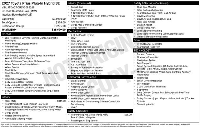 New 2027 Guardian Gray Toyota  SE image 32