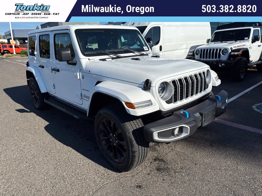 Used 2024 Bright White Clearcoat Jeep Sahara 4xe image 1