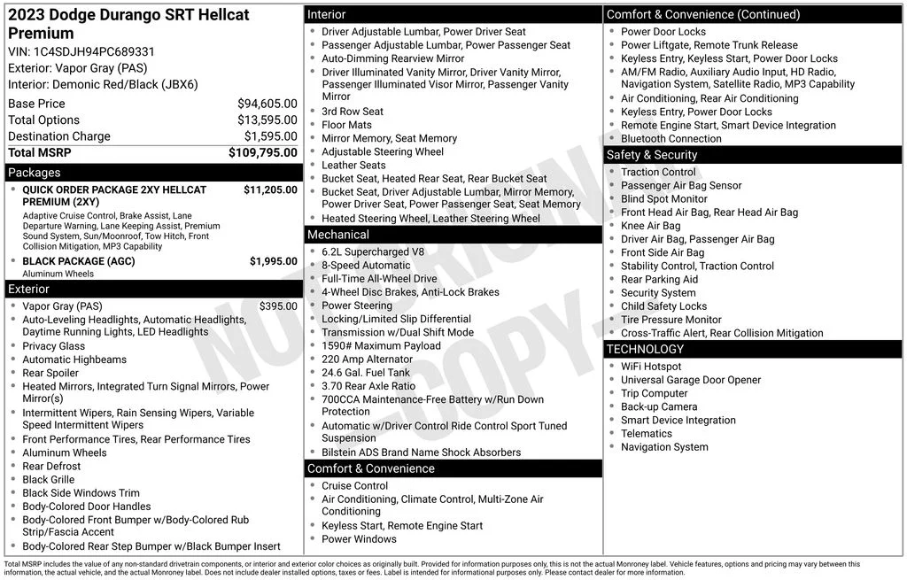 New 2023 Vapor Gray Exterior Paint Dodge SRT Hellcat image 5