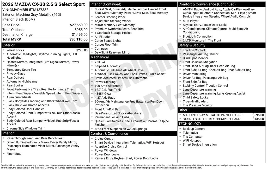 New 2026 Gray Mazda 2.5 S Select Sport image 4