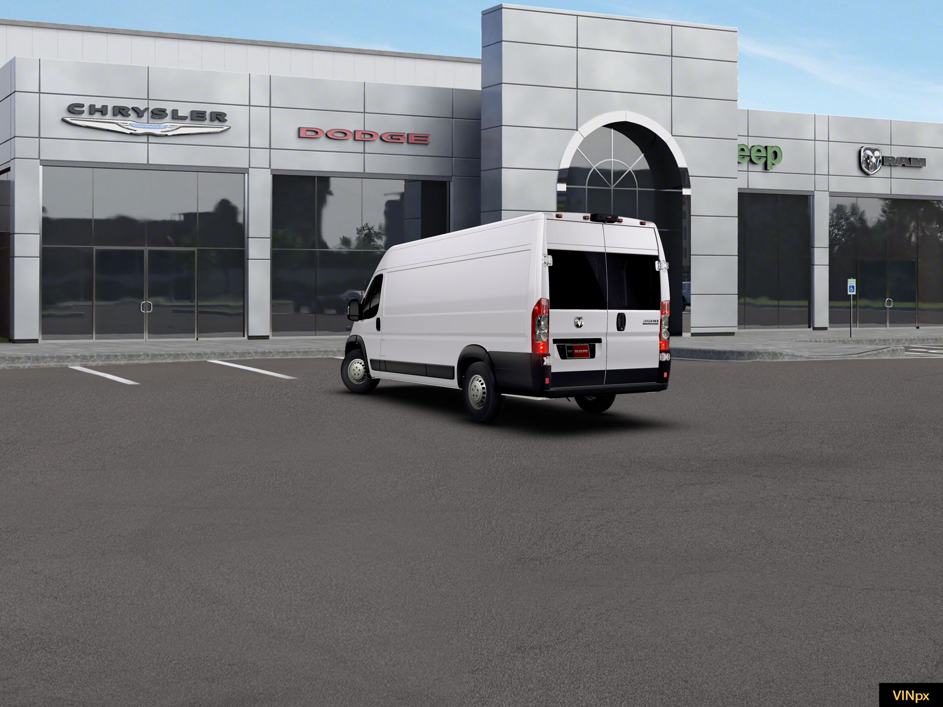 New 2026 Bright White Clear-Coat Exterior Paint RAM Cargo Van Tradesman High Roof 159