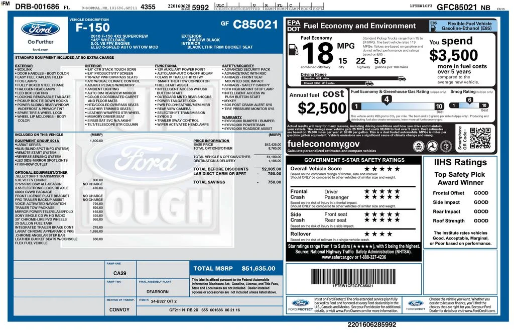 Used 2016 Black Ford Lariat image 2