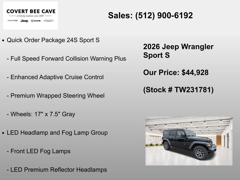 New 2026 Black Jeep Sport S image 13
