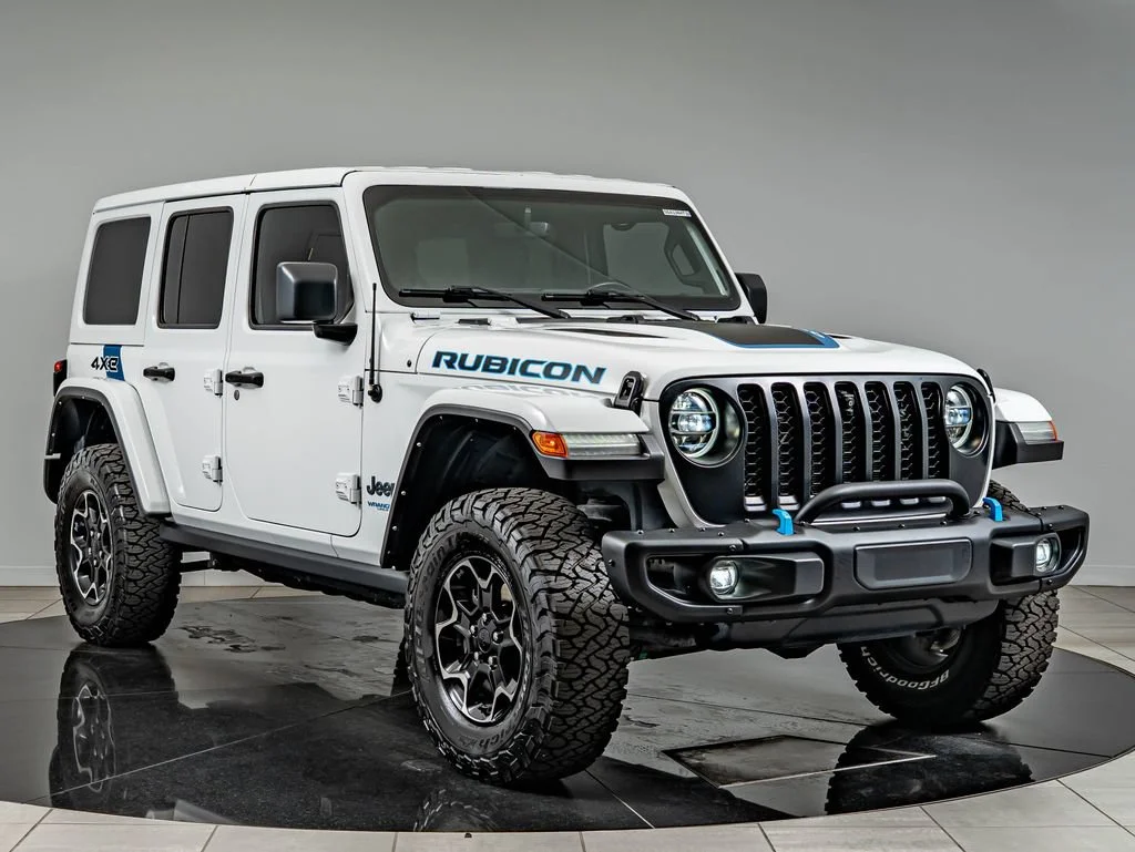 Used 2021 Bright White Clearcoat Jeep Unlimited Rubicon 4xe image 3