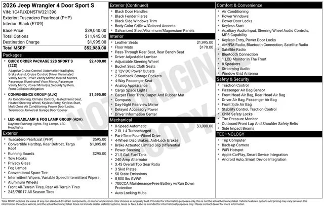 New 2026 Tuscadero Pearlcoat Jeep Sport S image 2