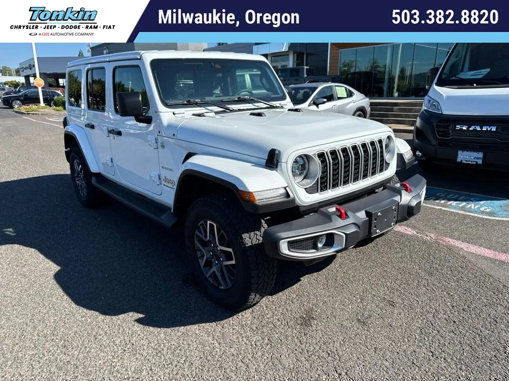 Used 2024 Bright White Clearcoat Jeep Sahara image 1