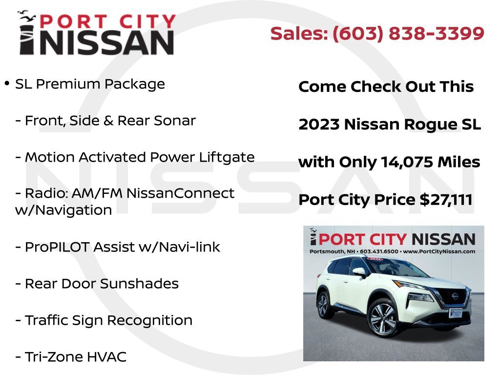 Used 2023 Pearl White Nissan SL premium w/heated leather seats & pano roof image 8