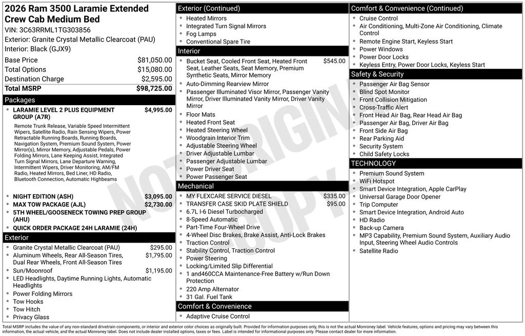 New 2026 Granite Crystal Metallic Clear-Coat Exterior Paint RAM Laramie image 7