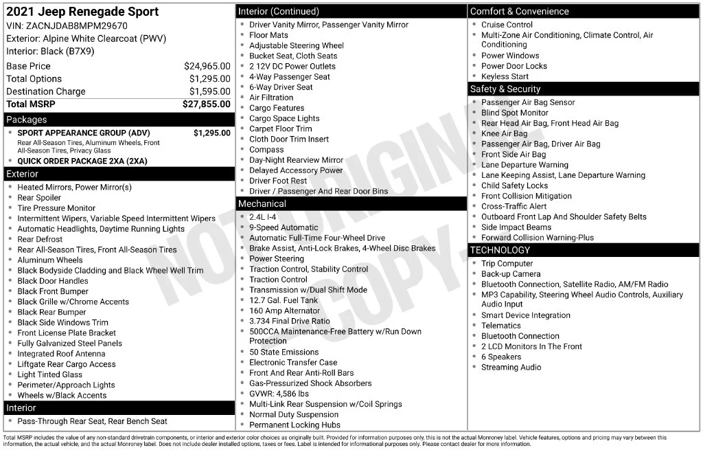 Used 2021 White Jeep Sport image 6