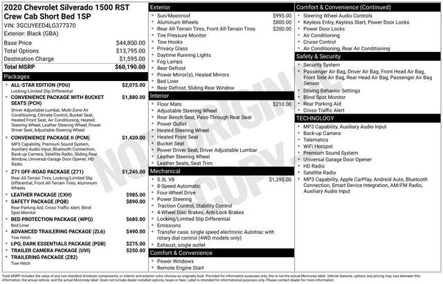 Certified Used 2020 BLACK Chevrolet RST image 40