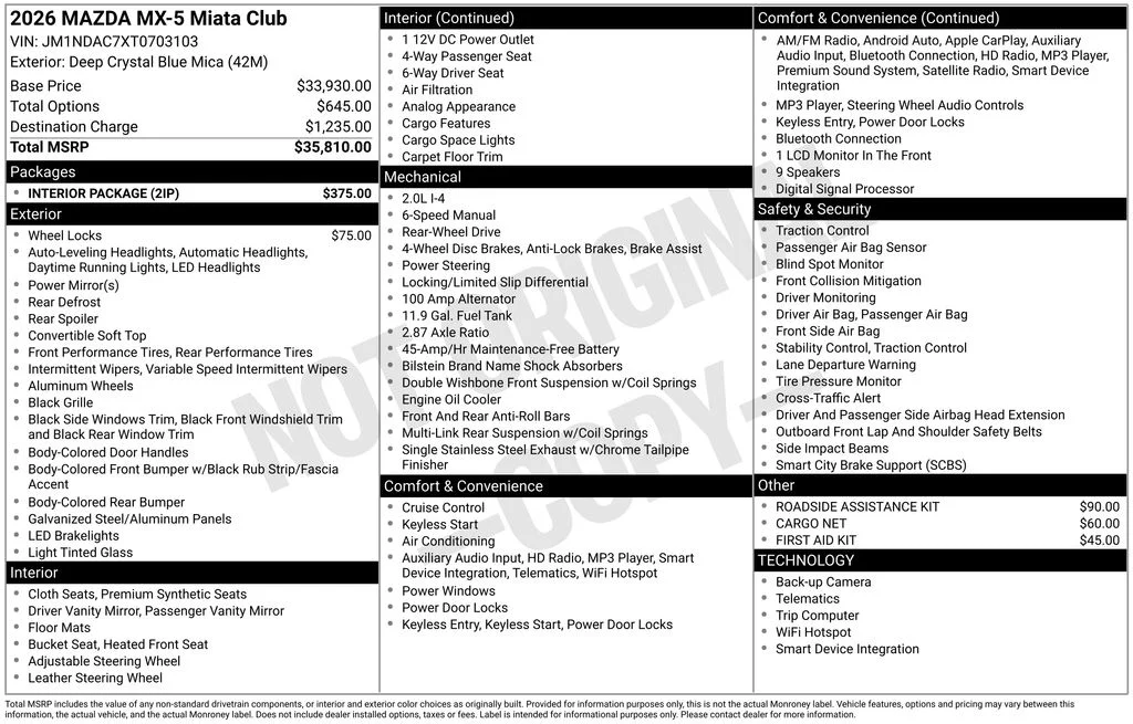 New 2026 Deep Crystal Blue Mica Mazda Club image 22