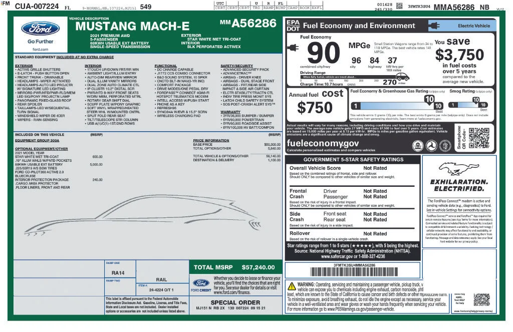 Used 2021 White Metallic Ford Premium image 5