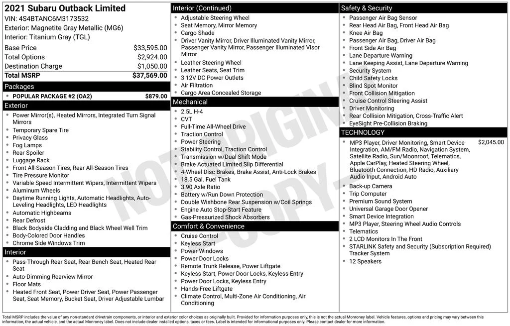 Used 2021 Gray Subaru Limited image 43