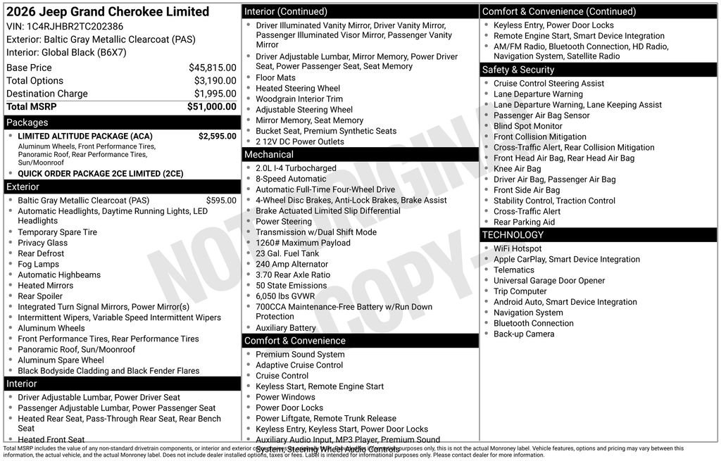 New 2026 Baltic Gray Metallic Clear-Coat Exterior Paint Jeep Limited image 29