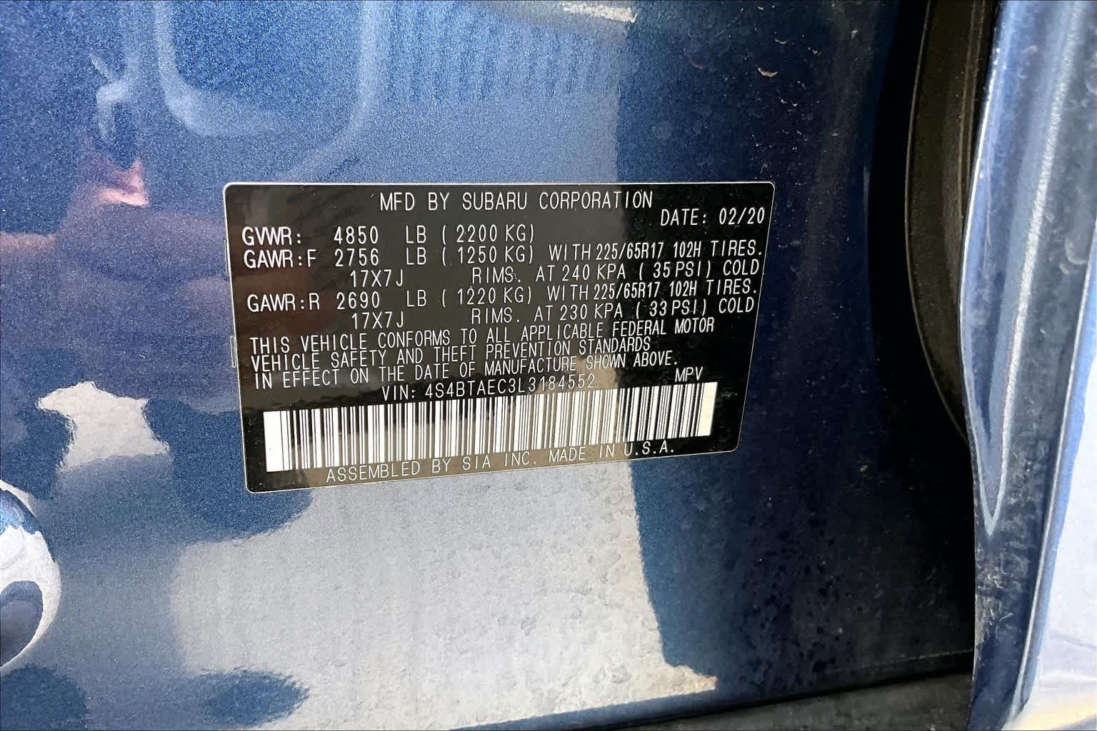 Used 2020 Abyss Blue Pearl Subaru Premium image 33