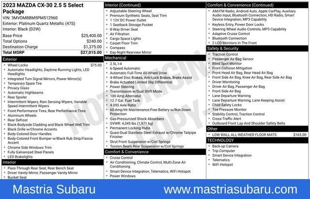 Used 2023 Quartz Metallic Mazda 2.5 S Select Package image 34