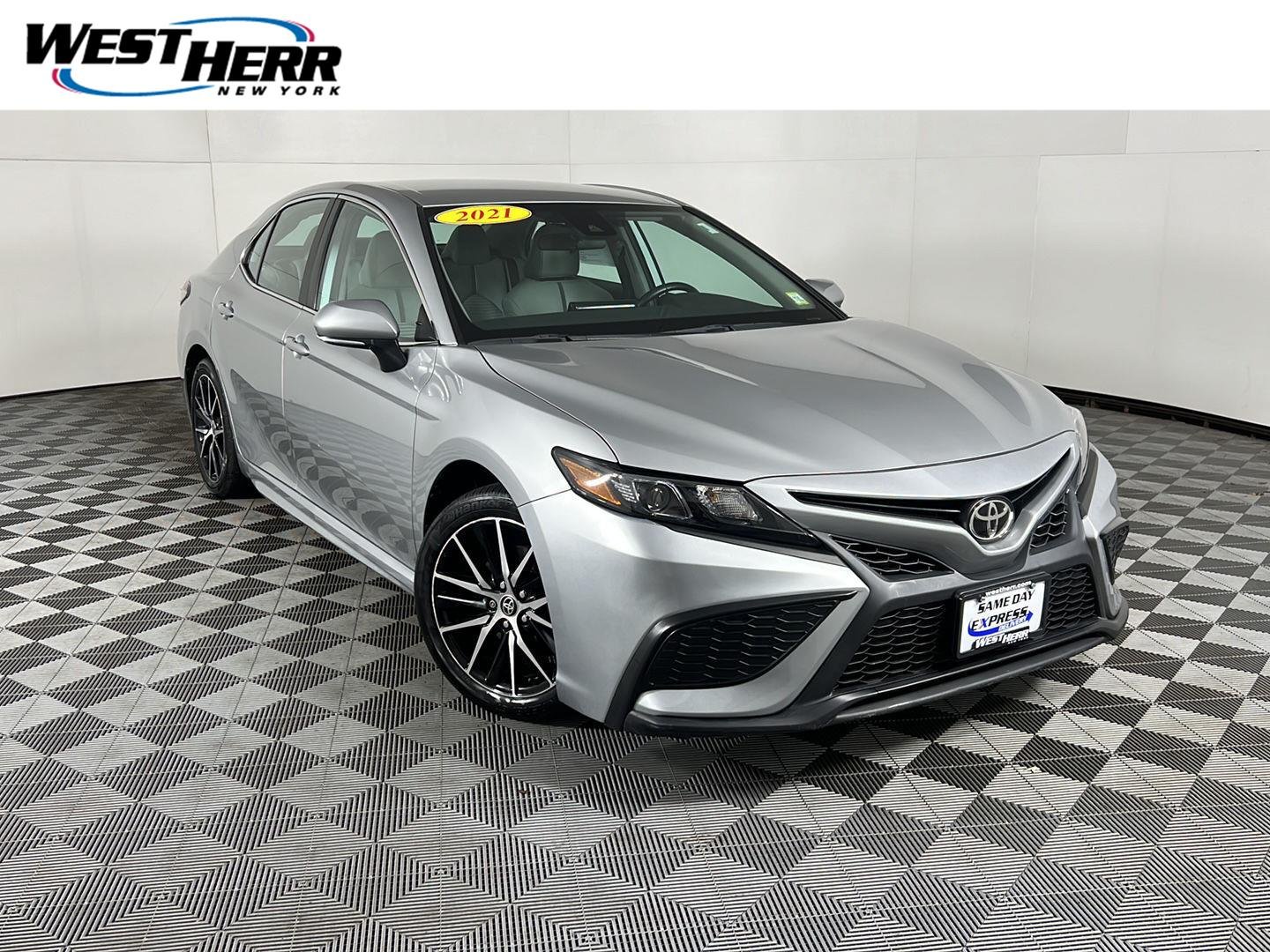 Used 2021 Celestial Silver Metallic Toyota SE image 1