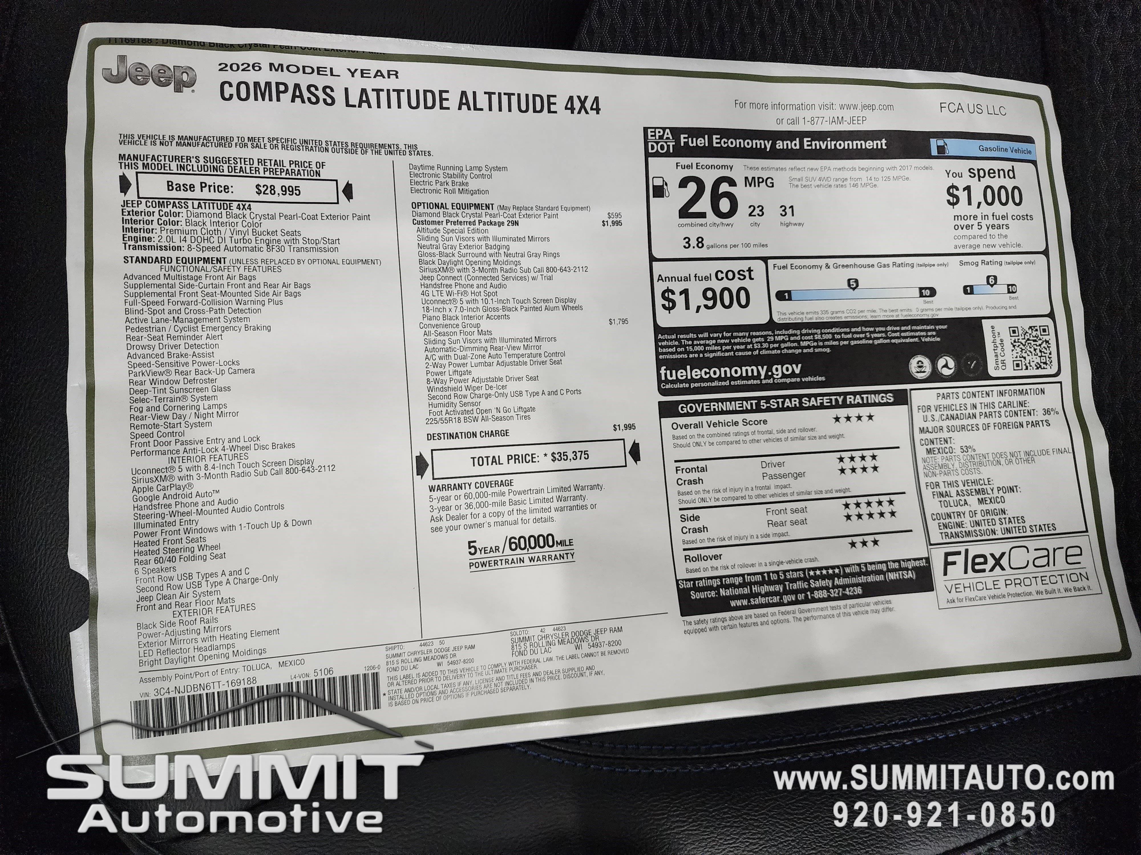New 2026 Diamond Black Crystal Pearl-Coat Exterior Paint Jeep Latitude image 36