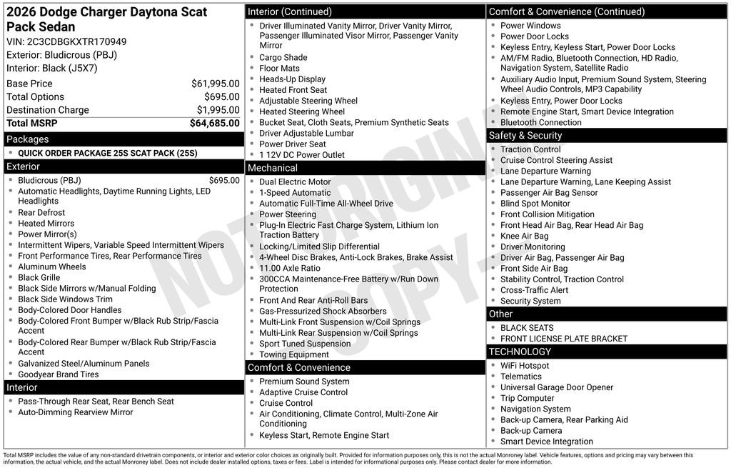 New 2026 Bludicrous Exterior Paint Dodge R/T Scat Pack image 3