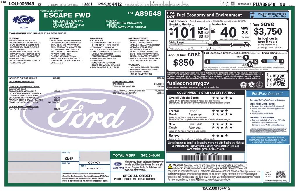 Certified Used 2023 Cinnabar Red Ford Base image 2