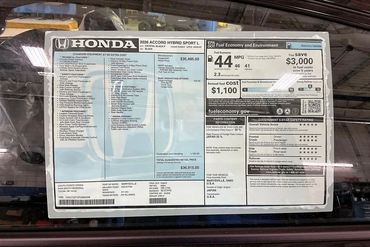 New 2026 Crystal Black Pearl Honda Sport-L image 21