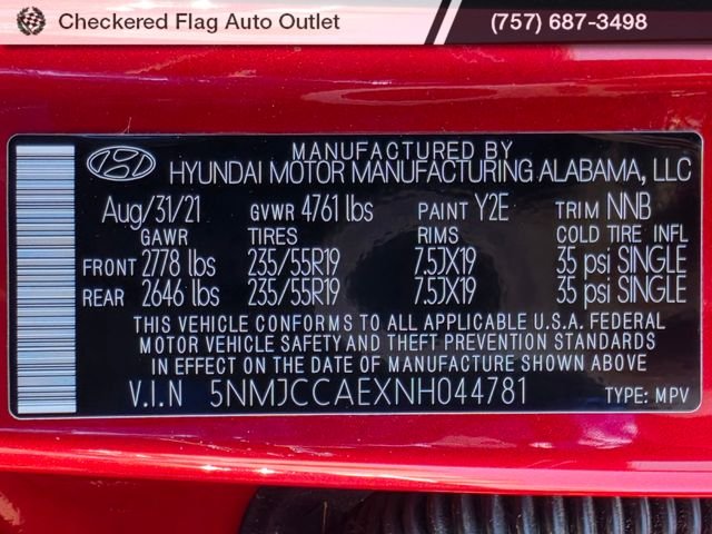 Used 2022 Calypso Red Hyundai SEL image 22