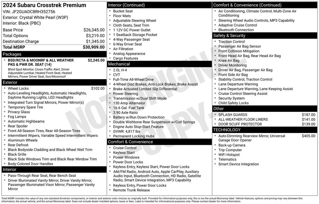 Used 2024 White Subaru Premium image 7