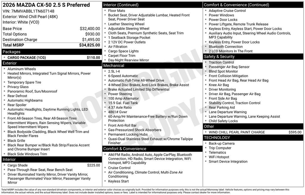 New 2026 Wind Chill Pearl Mazda 2.5 S Preferred AWD image 4