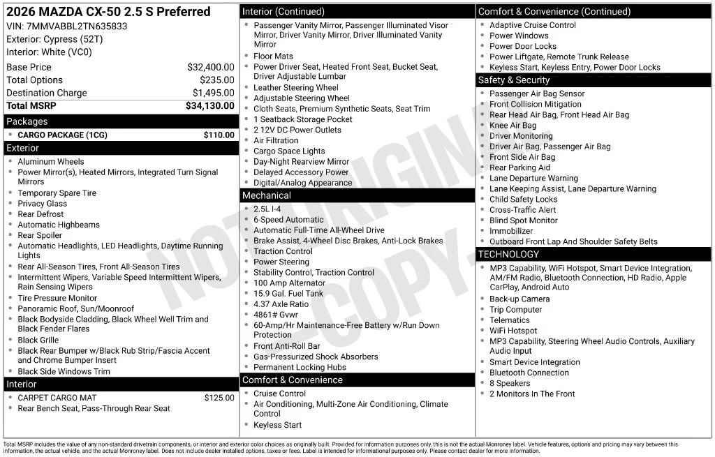 New 2026 Green Mazda 2.5 S Preferred image 3
