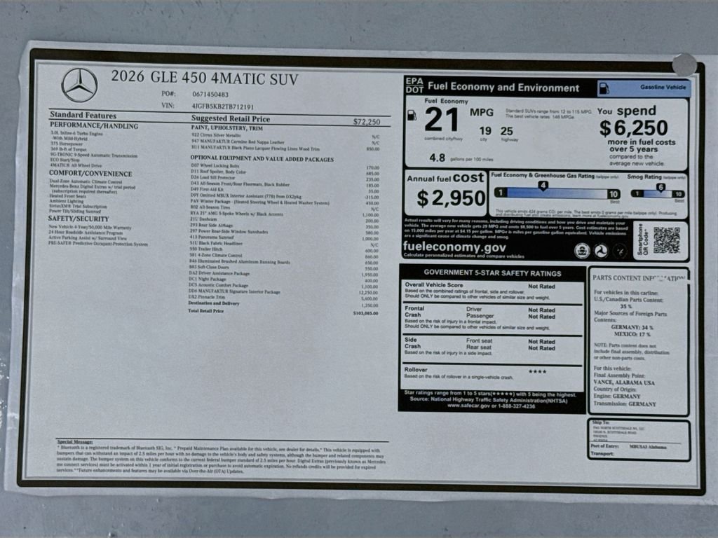 New 2026 Cirrus Silver Metallic Mercedes-Benz GLE 450 image 9