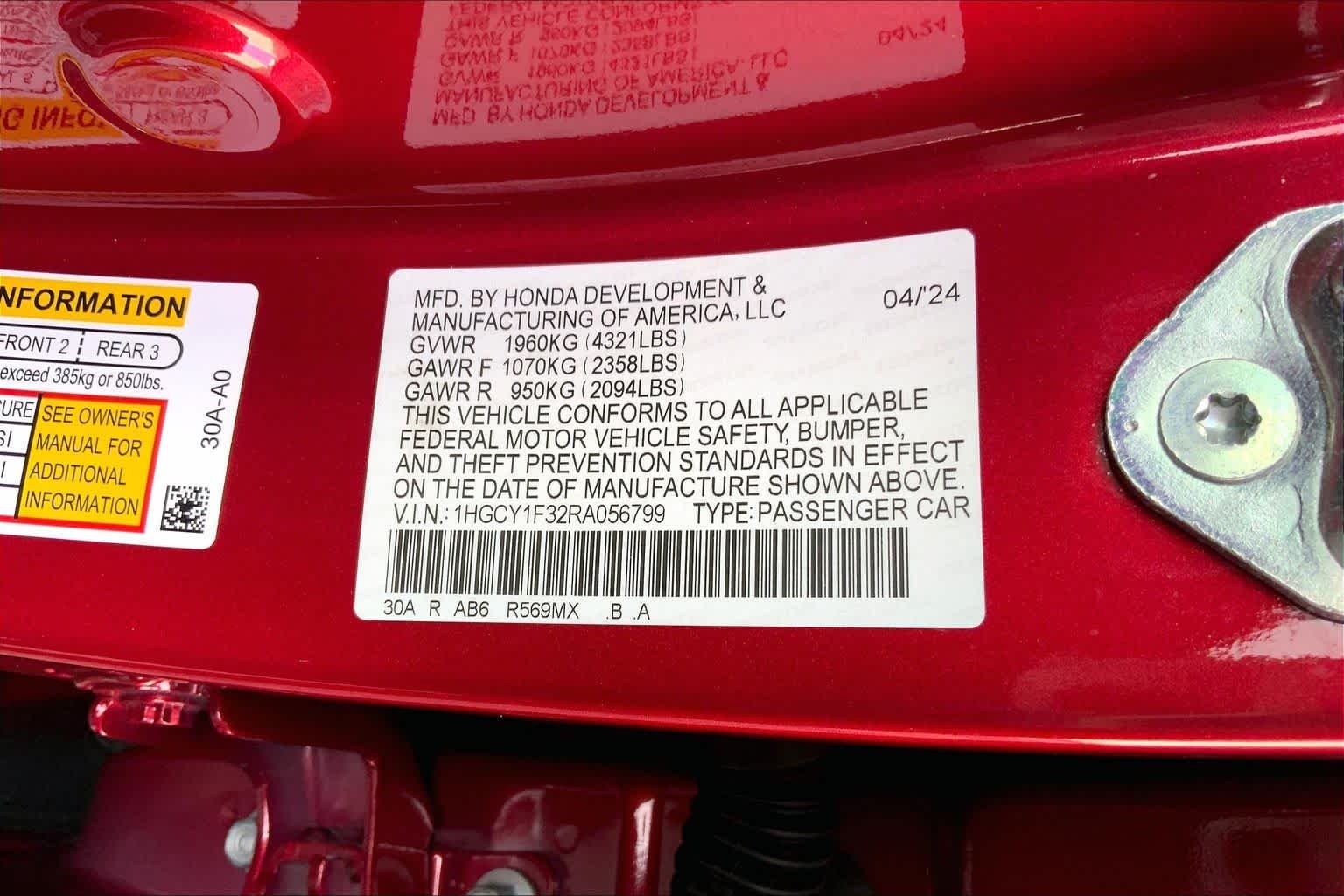 Used 2024 Radiant Red Metallic Honda EX image 34