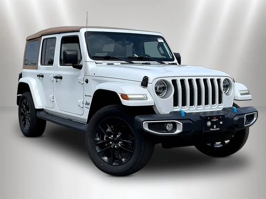 Used 2022 Bright White Clearcoat Jeep Unlimited Sahara 4xe image 3