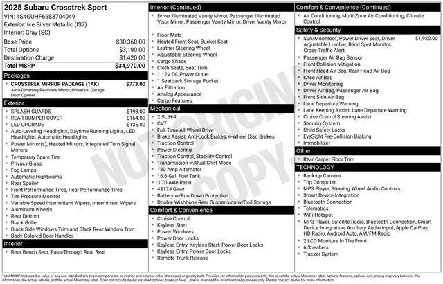 Used 2025 Ice Silver Metallic Subaru Sport image 31