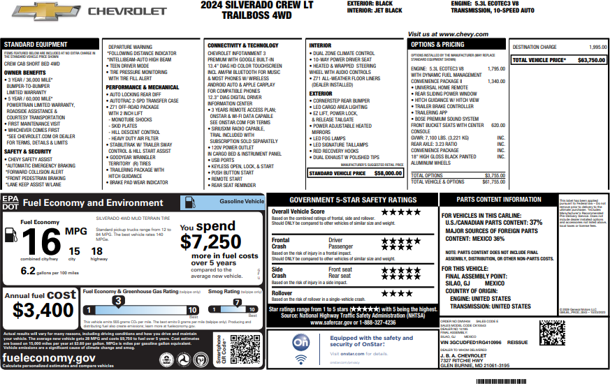 Used 2024 Black Chevrolet LT Trail Boss image 3