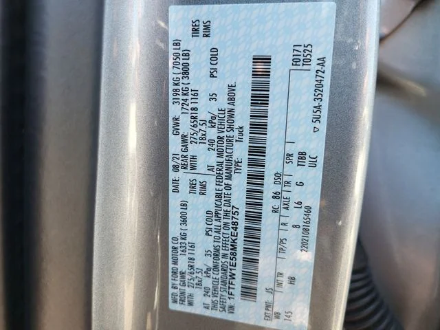 Used 2021 Silver Metallic Ford Lariat image 26