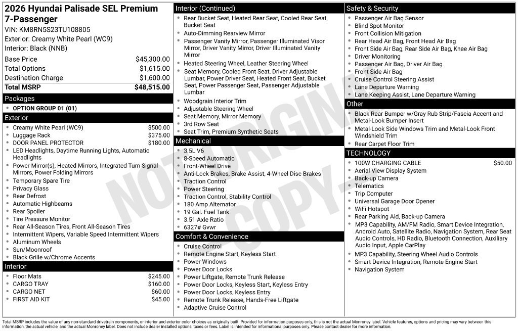 Certified Used 2026 White Hyundai SEL Premium image 7
