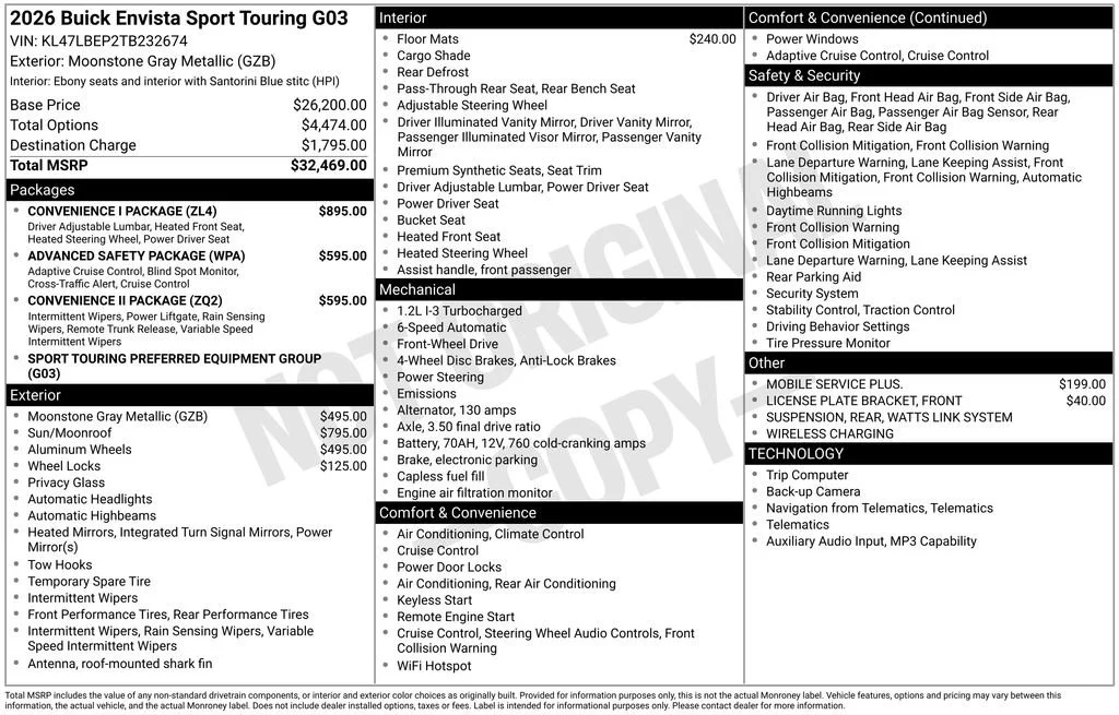 New 2026 Moonstone Gray Metallic Buick Sport Touring image 28