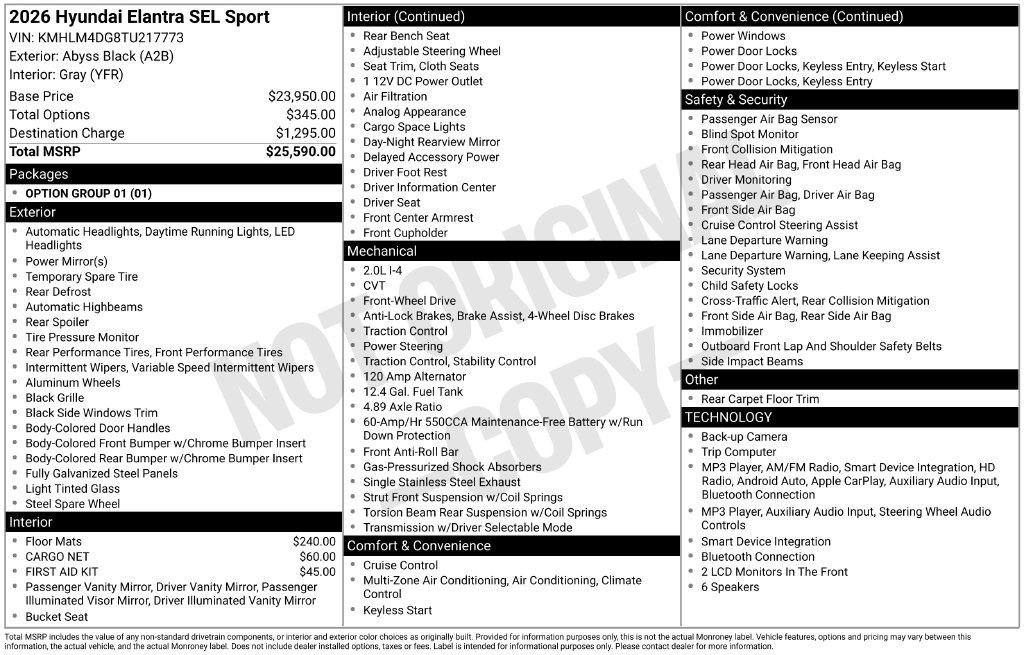 New 2026 Black Hyundai SEL Sport image 5