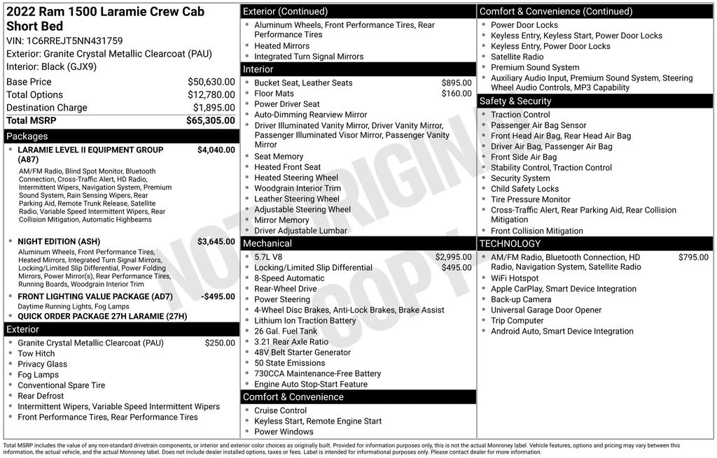 Used 2022 Gray Ram Laramie image 2