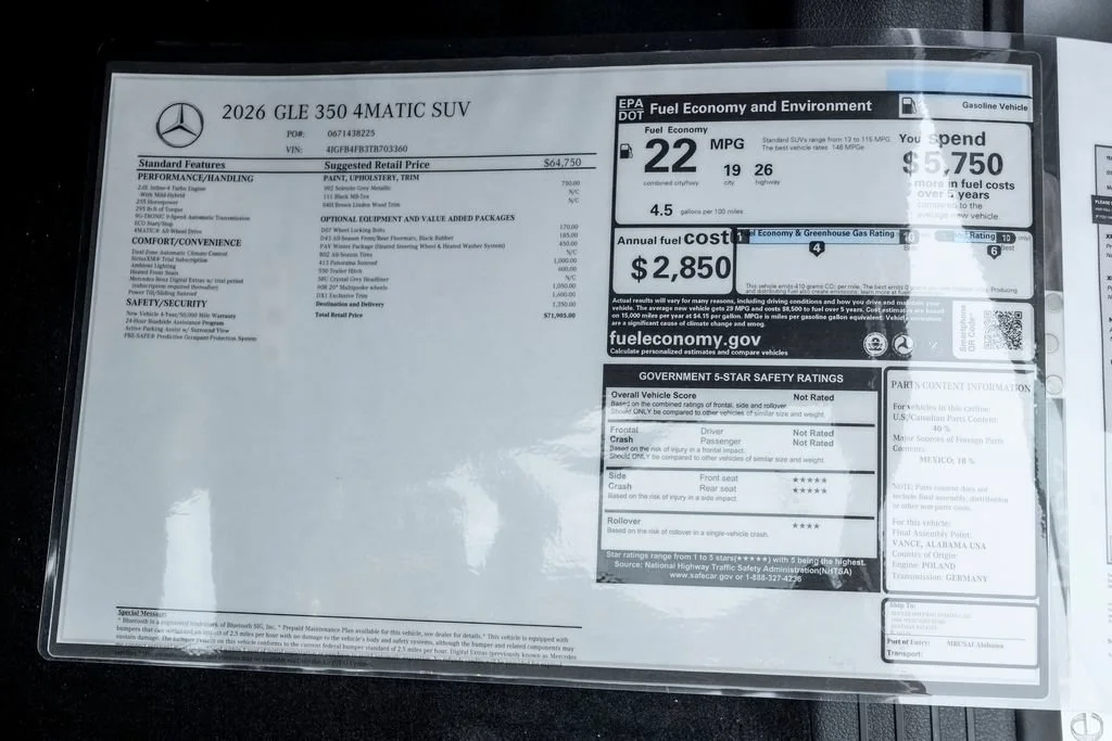 New 2026 Selenite Grey Metallic Mercedes-Benz GLE 350 image 59